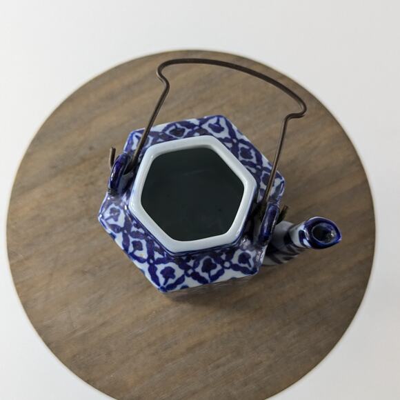 Miniature Chinese Tea Pot Vintage Soy Sauce Vinegar Container Chinoiserie Cobalt - Picture 7 of 10